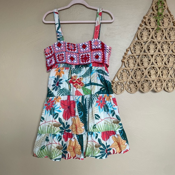 Anthropologie Farm Rio Crochet Top Mini Dress, Sundress, Size Medium - Picture 10 of 14